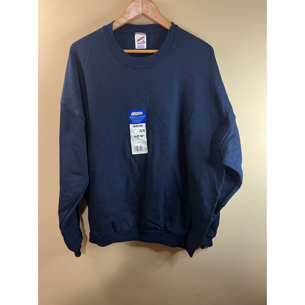 Jerzees Navy Blue Long Sleeve‎ T-Shirt Casual Comfort Wear 3X Vintage Dead Stock